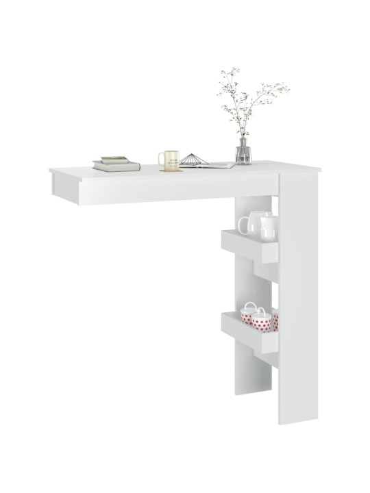 Nástěnný barový stolek bílý vysoký lesk 102x45x103,5cm kompozit