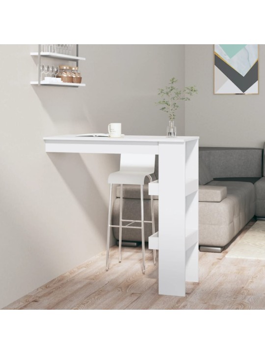 Nástěnný barový stolek bílý vysoký lesk 102x45x103,5cm kompozit