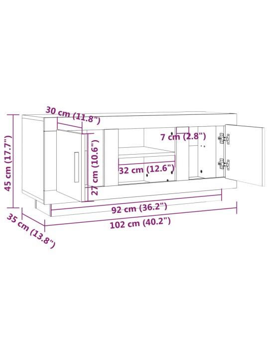 TV skříňka bílá 102 x 35 x 45 cm kompozitní dřevo