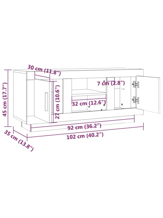 TV skříňka betonově šedá 102 x 35 x 45 cm kompozitní dřevo