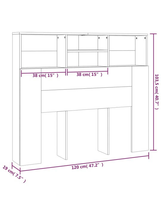 Čelo postele s úložným prostorem betonově šedé 120x19x103,5 cm