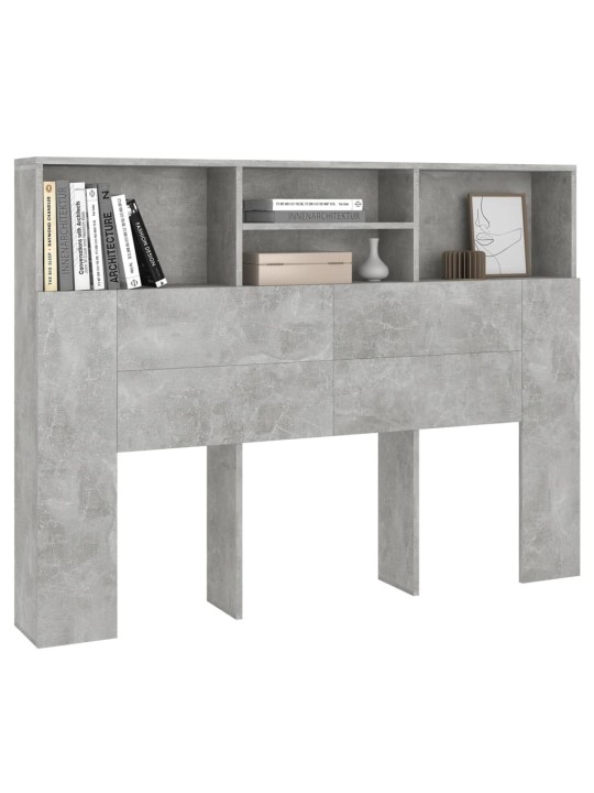 Čelo postele s úložným prostorem betonově šedé 140x19x103,5 cm