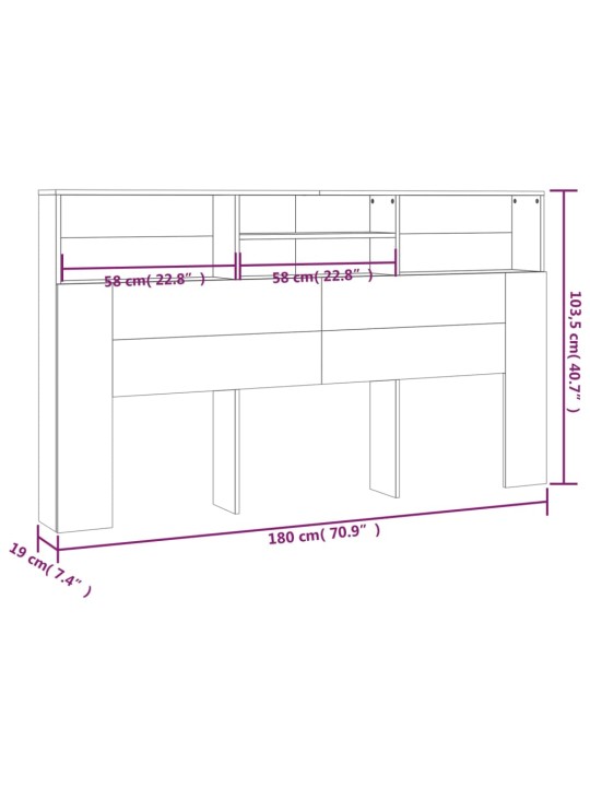 Čelo postele s úložným prostorem dub sonoma 180 x 19 x 103,5 cm