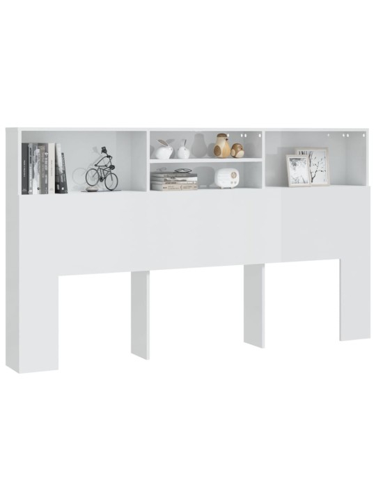 Čelo postele s úložným prostorem lesklé bílé 180x19x103,5 cm