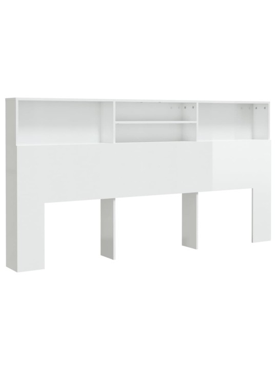 Čelo postele s úložným prostorem lesklé bílé 200x19x103,5 cm