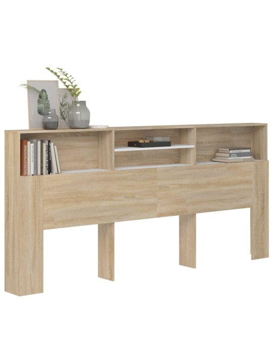 Čelo postele s úložným prostorem bílé dub sonoma 220x19x103,5cm
