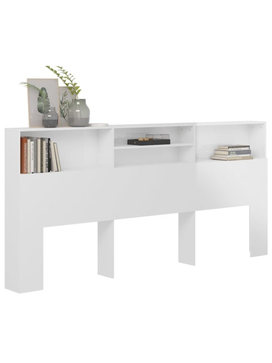 Čelo postele s úložným prostorem lesklé bílé 220x19x103,5 cm