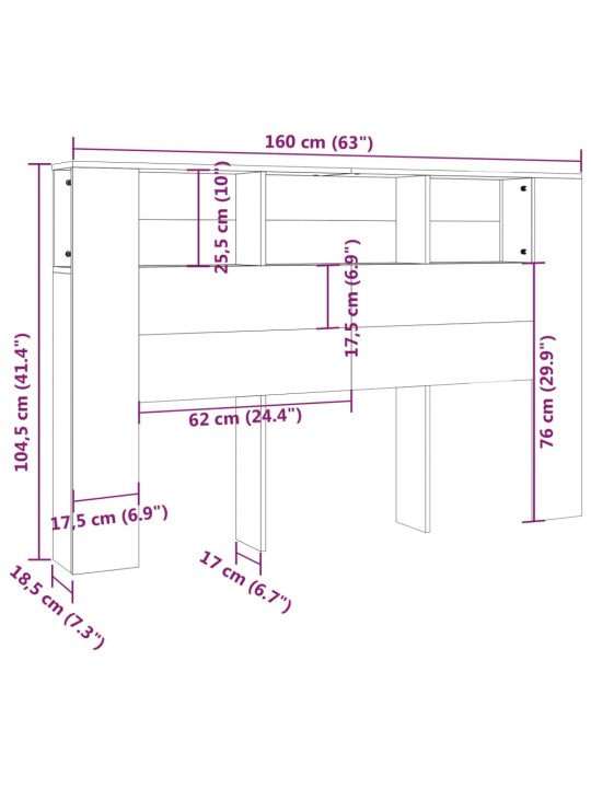 Čelo postele s úložným prostorem dub sonoma 160x18,5x104,5 cm