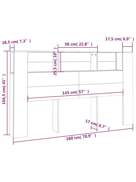 Čelo postele s úložným prostorem dub sonoma 180x18,5x104,5 cm