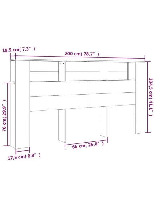 Čelo postele s úložným prostorem dub sonoma 200x18,5x104,5 cm