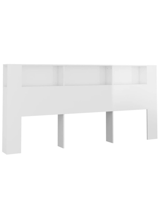 Čelo postele s úložným prostorem lesklé bílé 220x18,5x104,5 cm