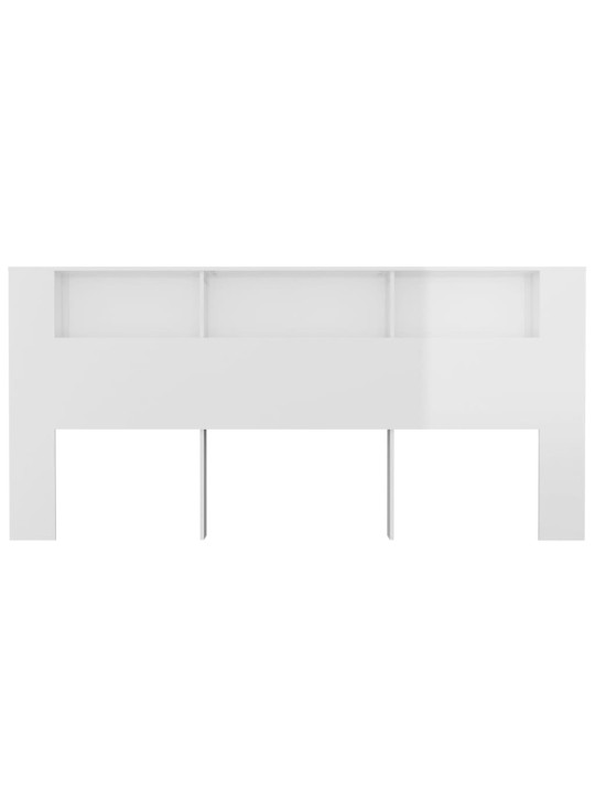 Čelo postele s úložným prostorem lesklé bílé 220x18,5x104,5 cm