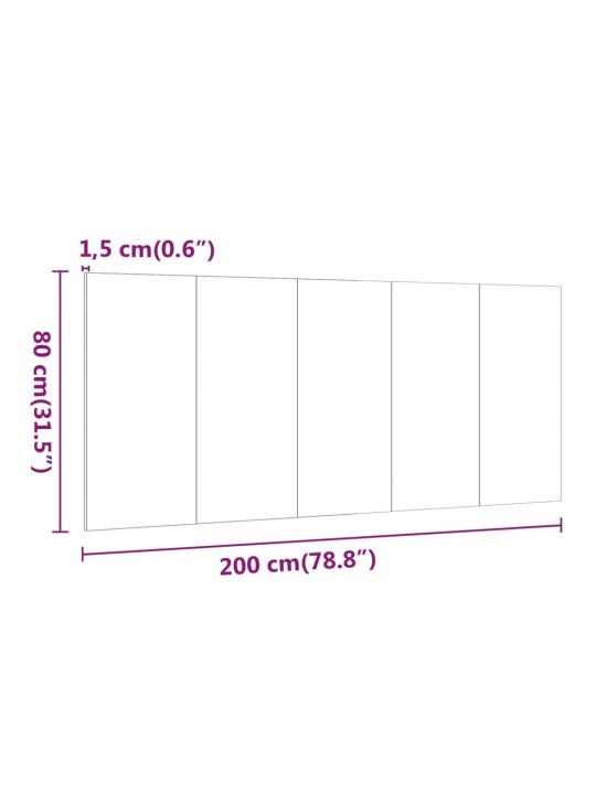 Čelo postele kouřový dub 200 x 1,5 x 80 cm kompozitní dřevo