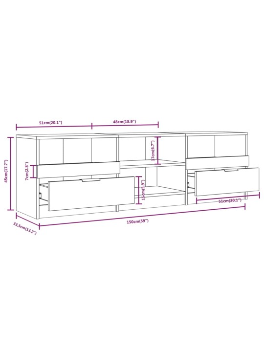 TV skříňka kouřový dub 150 x 33,5 x 45 cm kompozitní dřevo