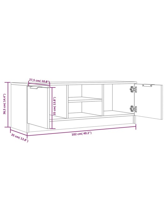 TV skříňka kouřový dub 102 x 35 x 36,5 cm kompozitní dřevo