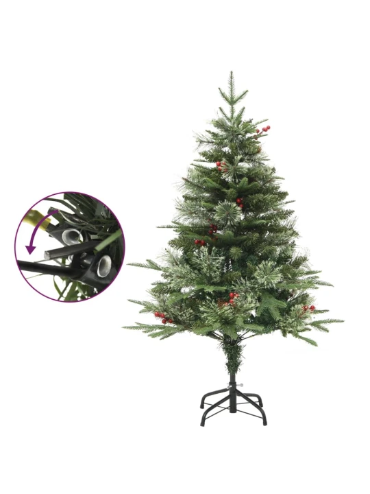 Vánoční stromek s led a borovými šiškami zelený 120 cm pvc a pe