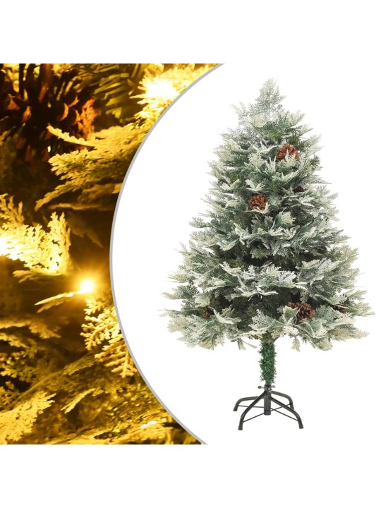 Vánoční stromek s LED a borovými šiškami zelený 150 cm PVC a PE