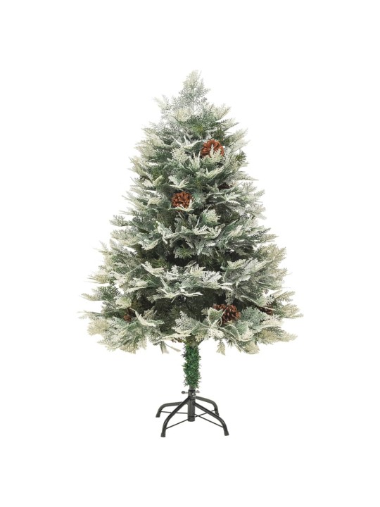 Vánoční stromek s LED a borovými šiškami zelený 150 cm PVC a PE