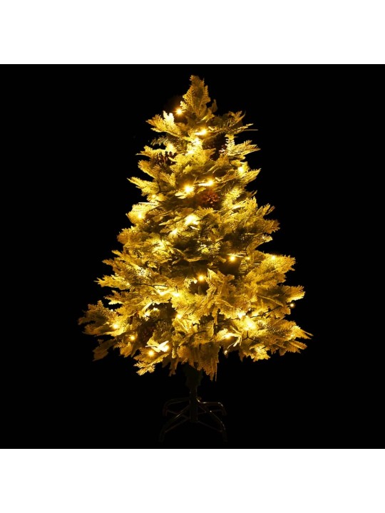 Vánoční stromek s LED a borovými šiškami zelený 150 cm PVC a PE