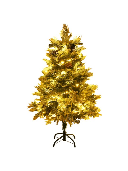 Vánoční stromek s LED a borovými šiškami zelený 150 cm PVC a PE