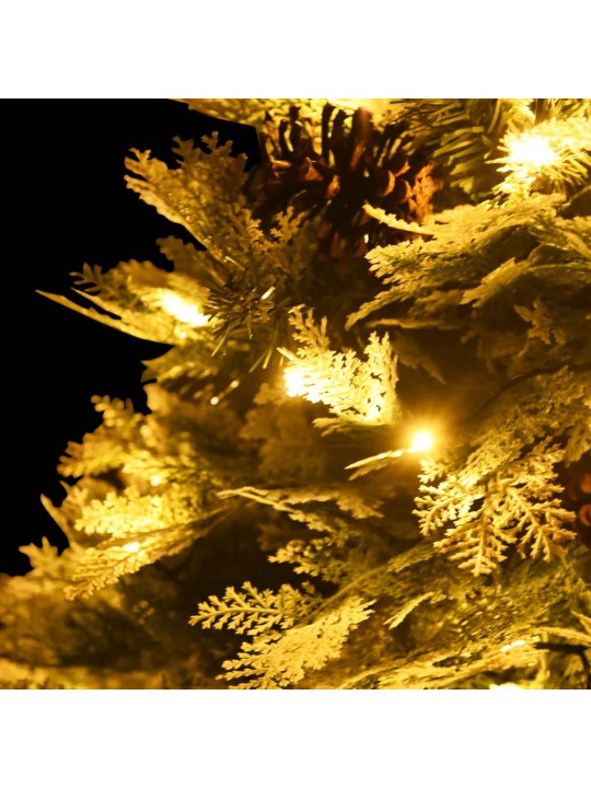 Vánoční stromek s LED a borovými šiškami zelený 150 cm PVC a PE