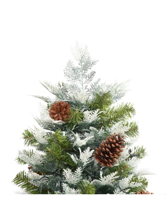 Vánoční stromek s LED a borovými šiškami zelený 195 cm PVC a PE