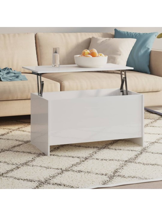 Konferenční stolek lesklý bílý 102x55,5x52,5cm kompozitní dřevo