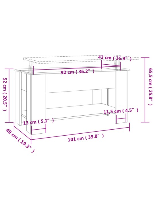 Konferenční stolek černý 101 x 49 x 52 cm kompozitní dřevo