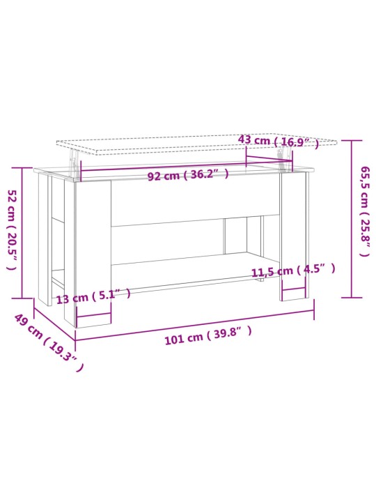 Konferenční stolek betonově šedý 101x49x52 cm kompozitní dřevo