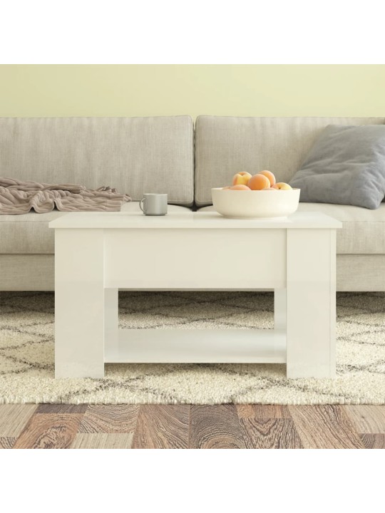 Konferenční stolek lesklý bílý 79 x 49 x 41 cm kompozitní dřevo