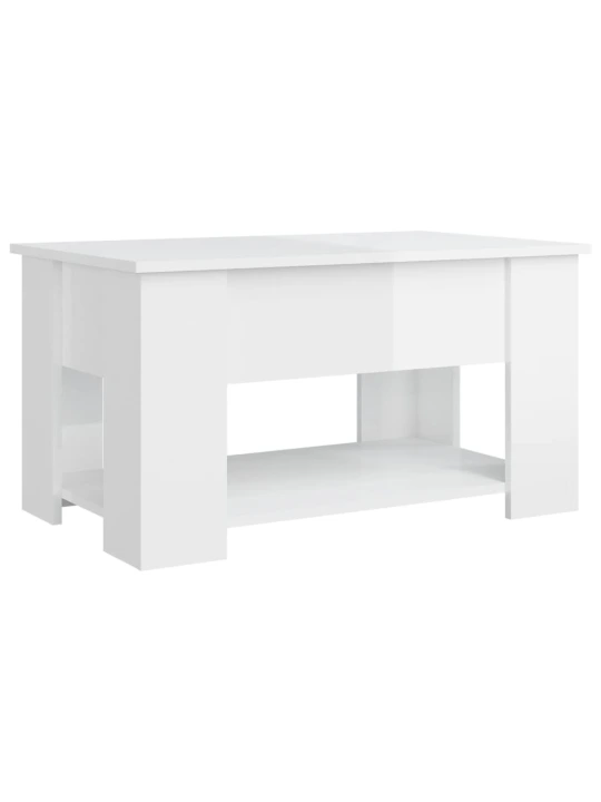 Konferenční stolek lesklý bílý 79 x 49 x 41 cm kompozitní dřevo
