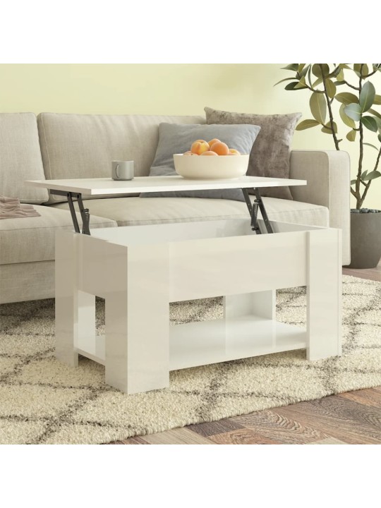 Konferenční stolek lesklý bílý 79 x 49 x 41 cm kompozitní dřevo