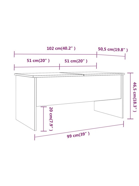 Konferenční stolek bílý 102 x 50,5 x 46,5 cm kompozitní dřevo