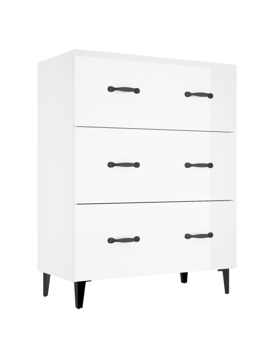 Příborník bílý s vysokým leskem 69,5x34x90 cm kompozitní dřevo