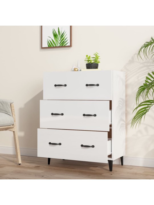 Příborník bílý s vysokým leskem 69,5x34x90 cm kompozitní dřevo