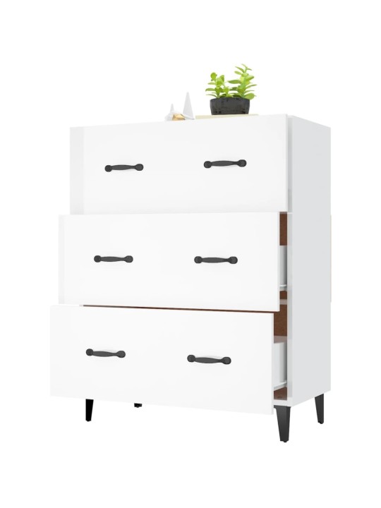 Příborník bílý s vysokým leskem 69,5x34x90 cm kompozitní dřevo