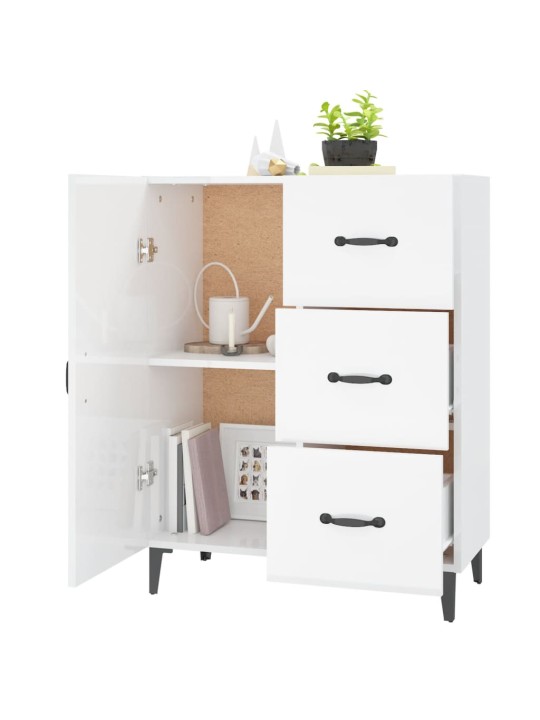 Příborník bílý s vysokým leskem 69,5x34x90 cm kompozitní dřevo