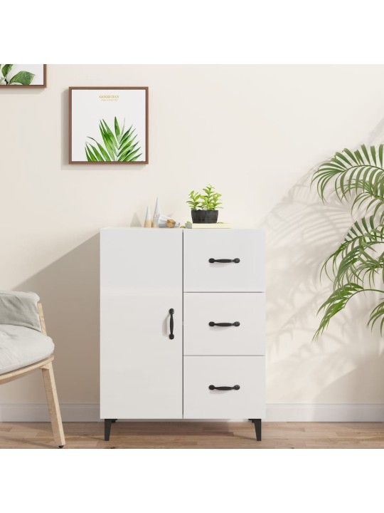 Příborník bílý s vysokým leskem 69,5x34x90 cm kompozitní dřevo