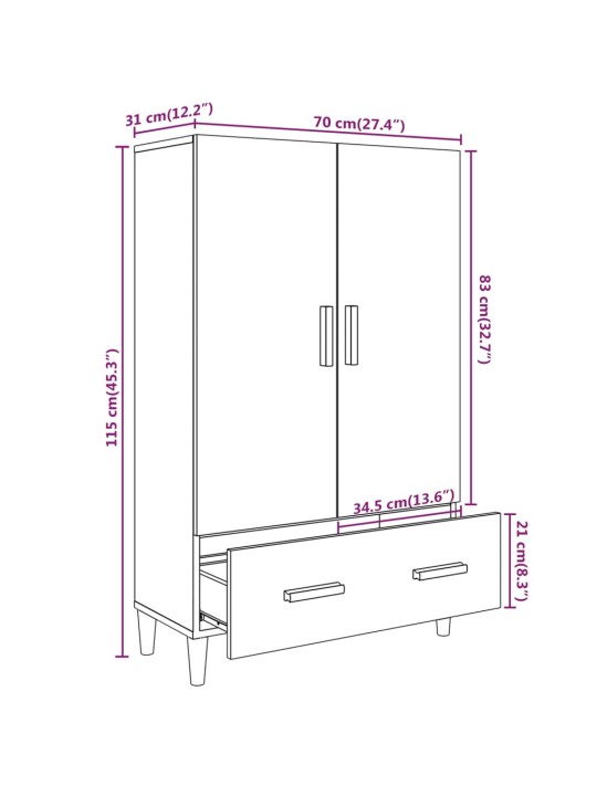 Highboard černý 70 x 31 x 115 cm kompozitní dřevo