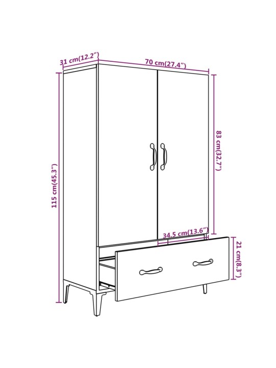 Komoda betonově šedá 70 x 31 x 115 cm kompozitní dřevo
