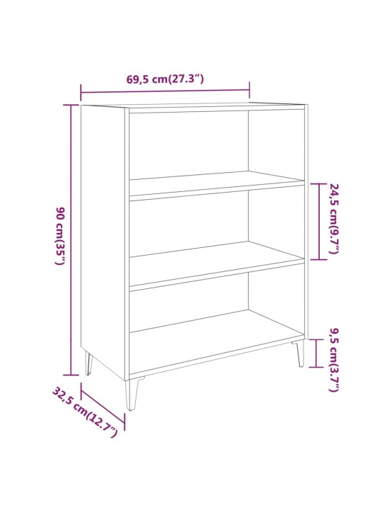 Příborník kouřový dub 69,5 x 32,5 x 90 cm kompozitní dřevo