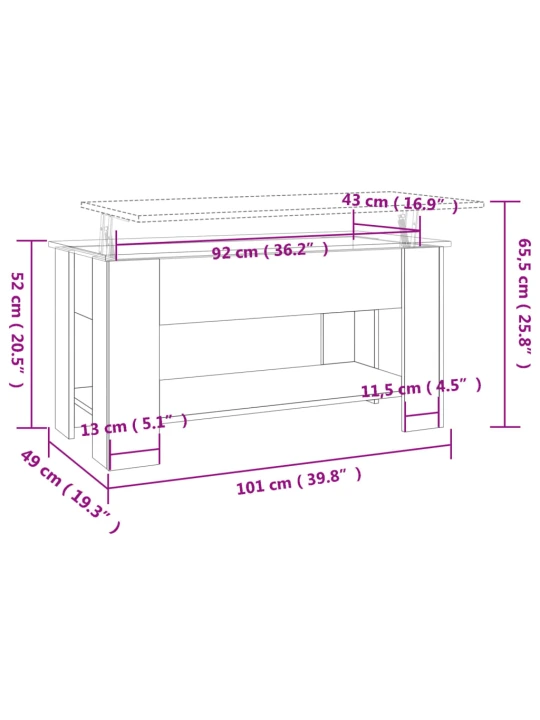 Konferenční stolek kouřový dub 101x49x52 cm kompozitní dřevo