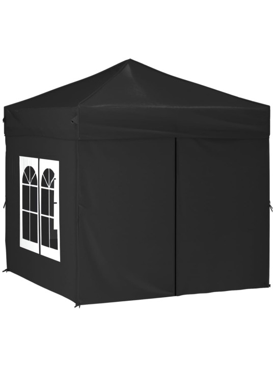 Skládací party stan s bočními stěnami černý 2 x 2 m