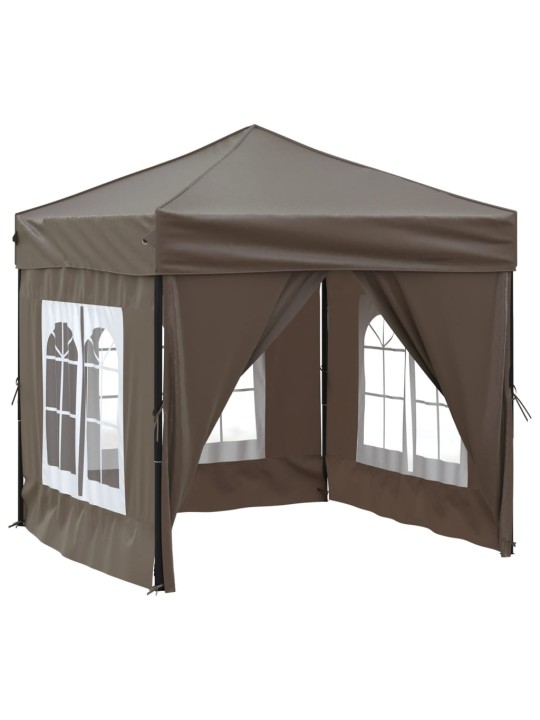 Skládací party stan s bočními stěnami taupe 2 x 2 m