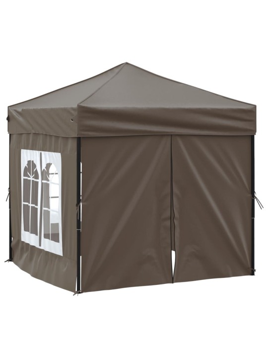 Skládací party stan s bočními stěnami taupe 2 x 2 m