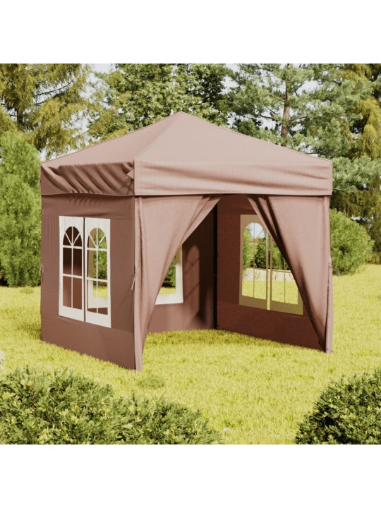 Skládací party stan s bočními stěnami taupe 2 x 2 m