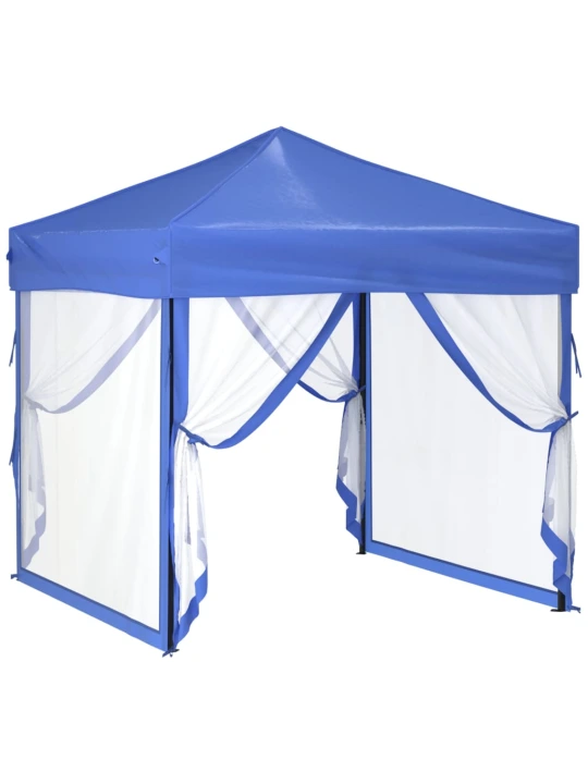 Skládací party stan s bočními stěnami modrý 2 x 2 m