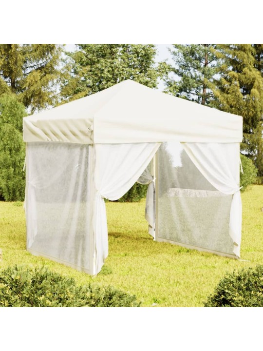 Skládací party stan s bočními stěnami krémový 2 x 2 m