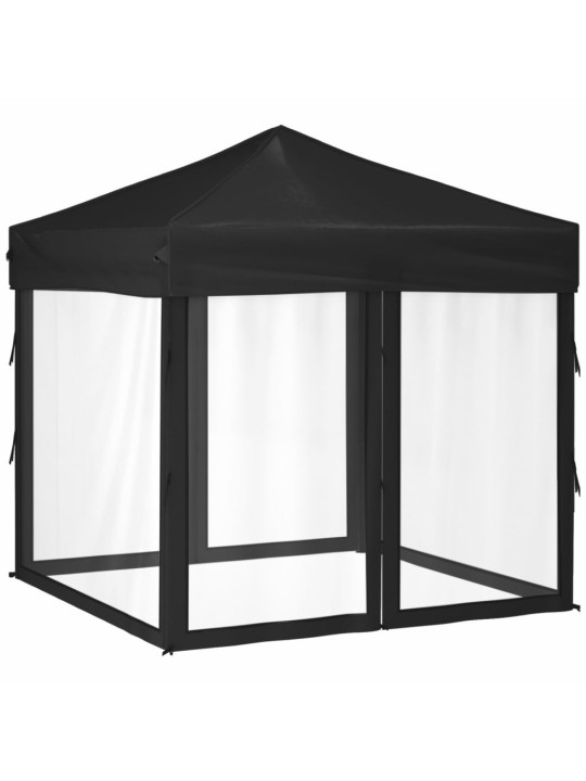 Skládací party stan s bočními stěnami černý 2 x 2 m