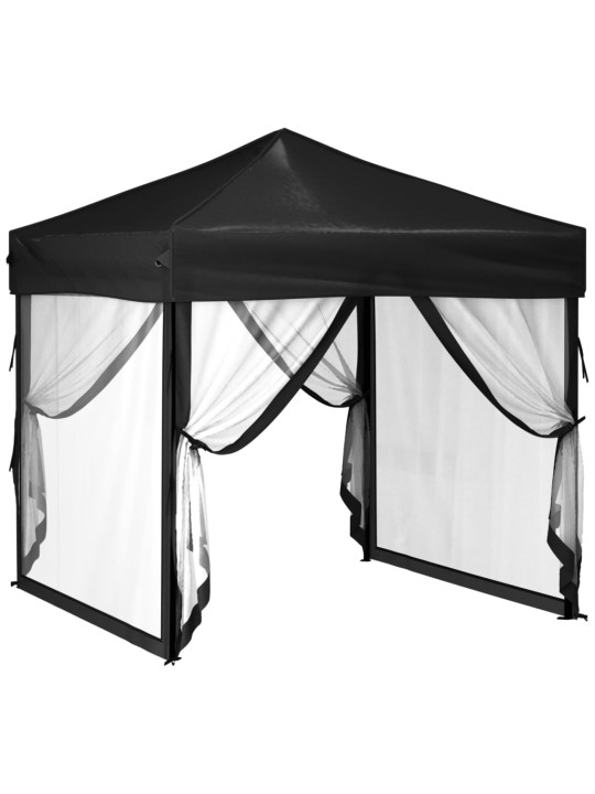 Skládací party stan s bočními stěnami černý 2 x 2 m
